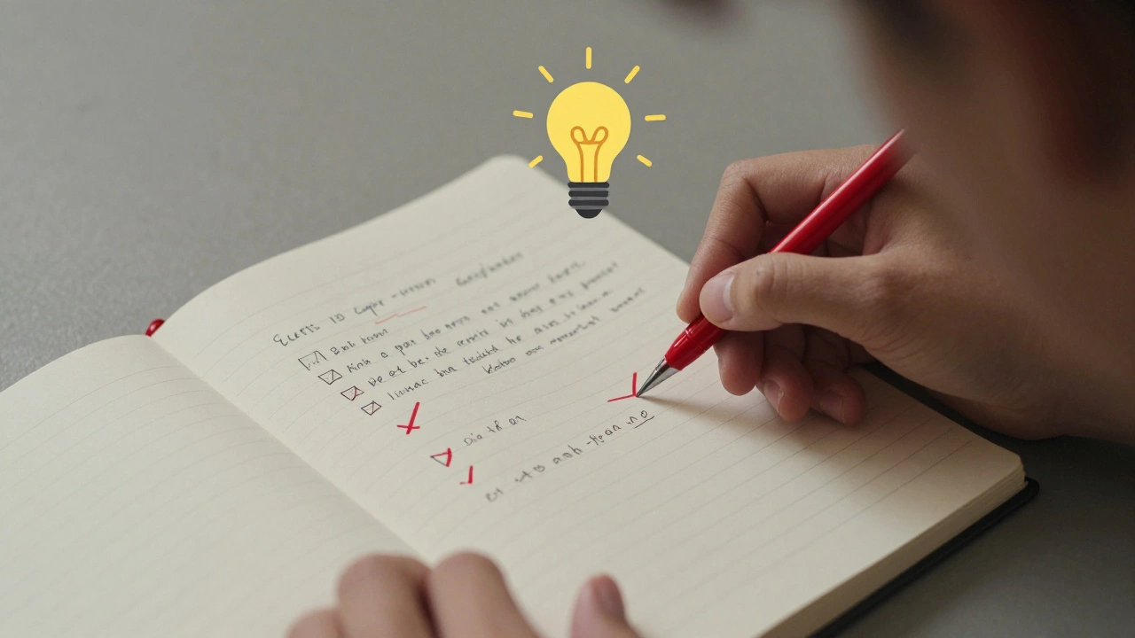 Student analyzing mistakes in a journal for JEE preparation