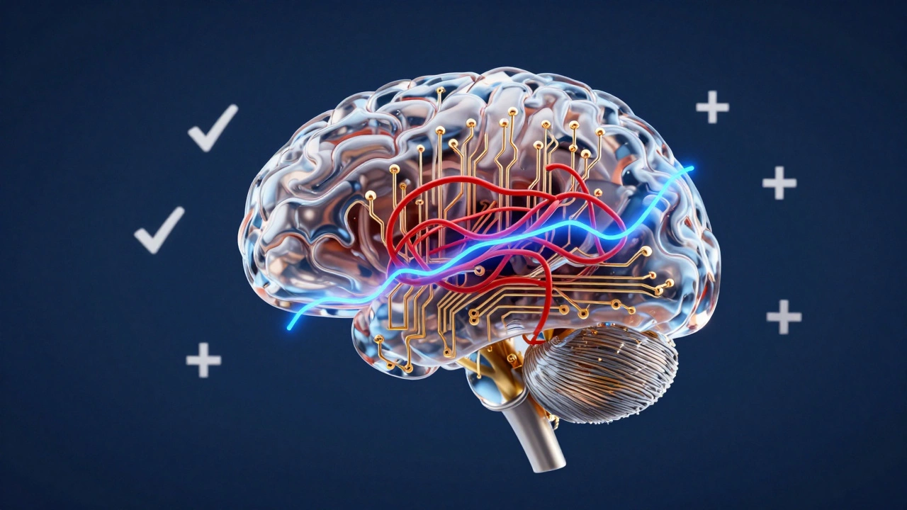Translucent glass brain with wires untangling into straight lines