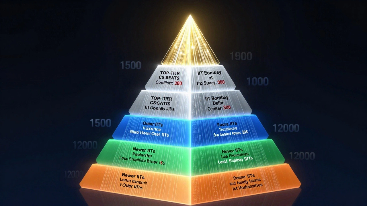 Abstract pyramid showing IIT admission rank cutoffs
