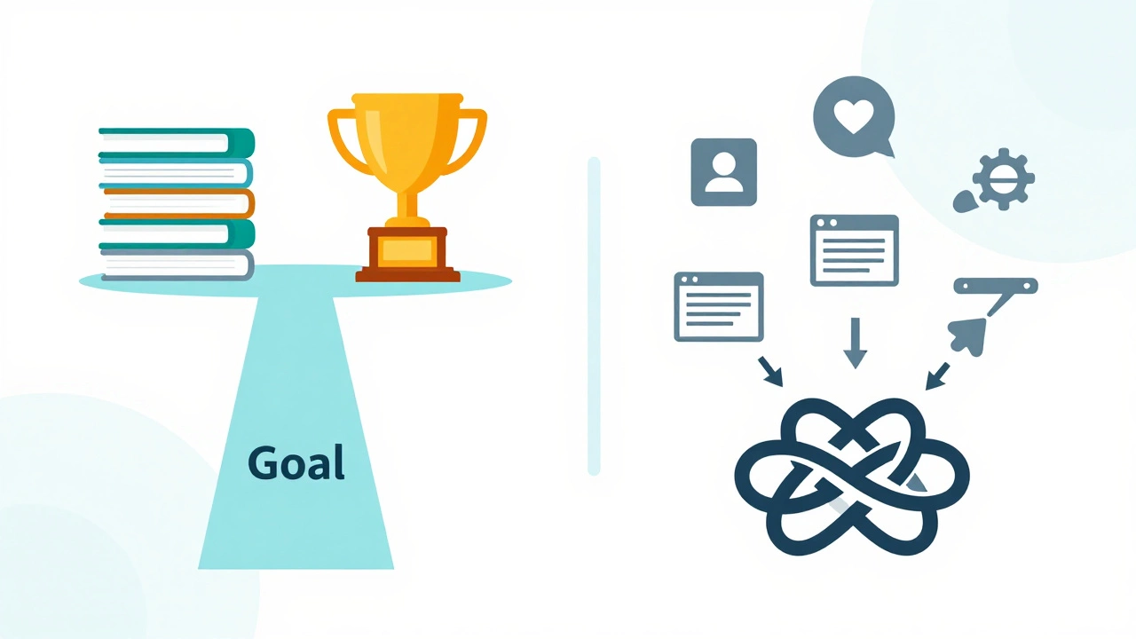 Illustration comparing structured learning goals with chaotic distractions