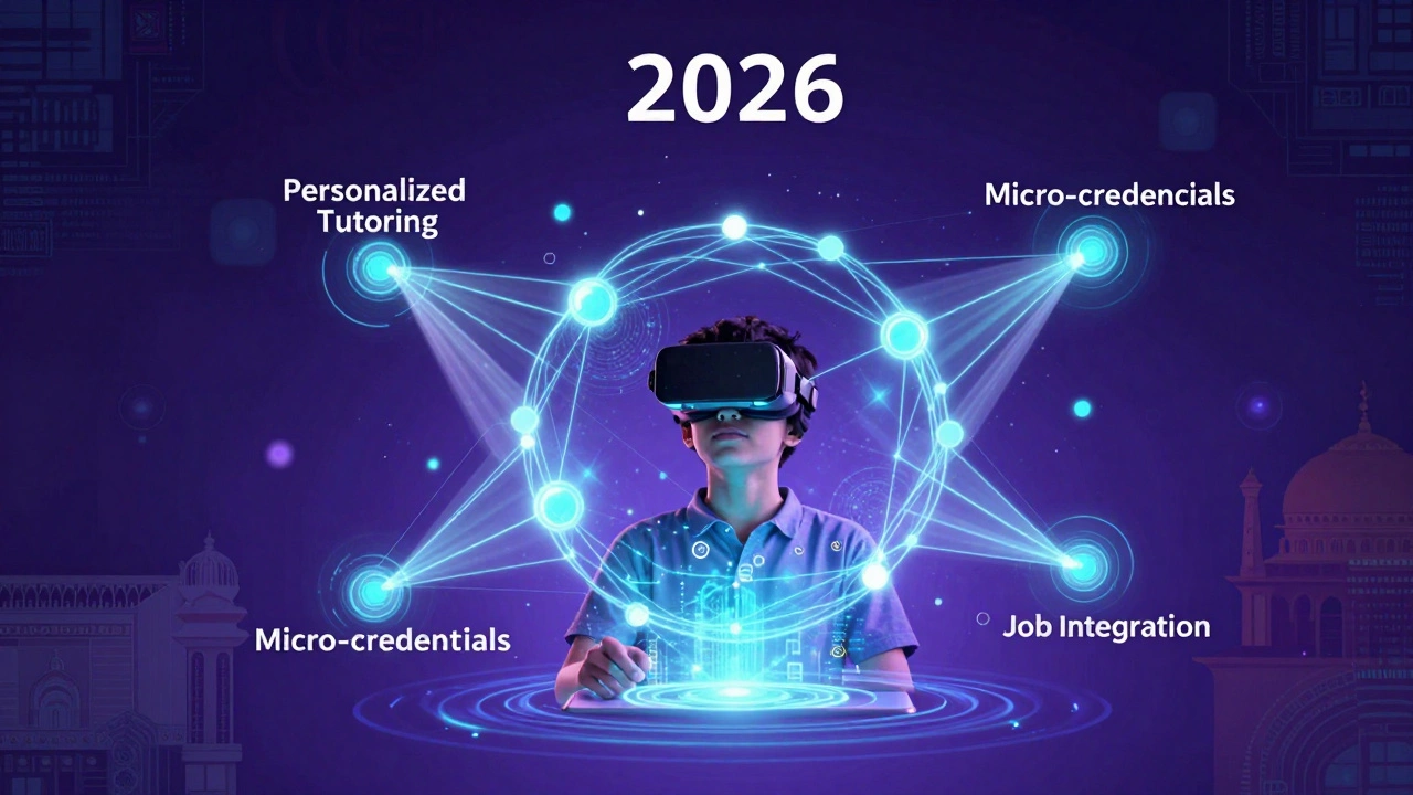 Futuristic AI neural network connecting students to jobs
