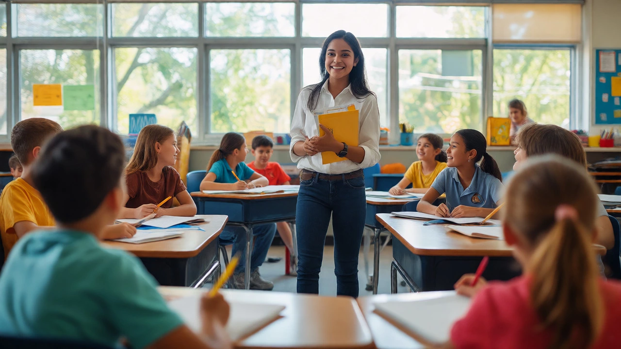 New teacher leading a class during student teaching