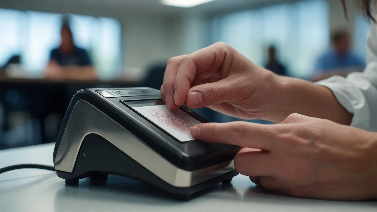 Teacher candidate providing fingerprints for background check